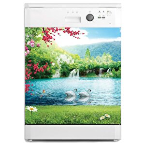 Bulaşık Makinesi Sticker Kaplama Beyaz Eşya Kaplama Şelale Kuğu