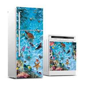 Buzdolabı Ve Bulaşık Makinası Beyaz Eşya Sticker Kaplama Sualtı Dünyası
