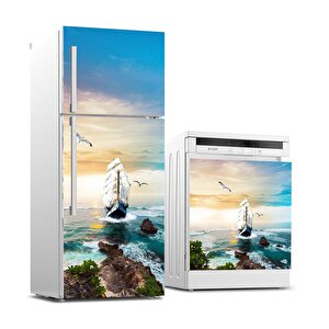 Buzdolabı Ve Bulaşık Makinası Beyaz Eşya Sticker Kaplama Yelkenli