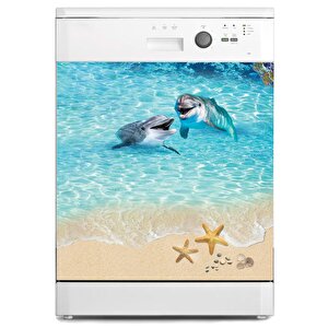 Bulaşık Makinesi Sticker Kaplama Beyaz Eşya Kaplama Yunus Balığı Deniz