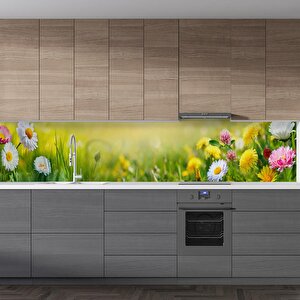 Mutfak Tezgah Arası Folyo Fayans Kaplama Folyosu Papatyalar 60x200 cm