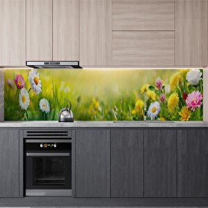 Mutfak Tezgah Arası Folyo Fayans Kaplama Folyosu Papatyalar 60x200 cm