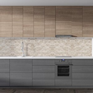 Mutfak Tezgah Arası Folyo Fayans Kaplama Folyosu Krem Beyaz Tuğla Duvar 60x300 cm