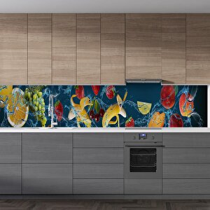 Mutfak Tezgah Arası Folyo Fayans Kaplama Folyosu Meyveler 60x400 cm 