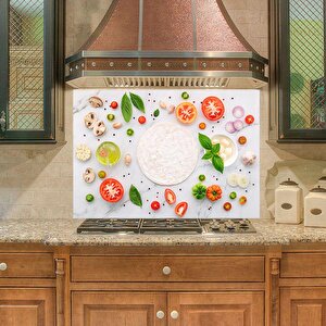 Mutfak Duvar Tezgah Arası Ocak Arkası Sticker Kaplama Pizza Yapımı