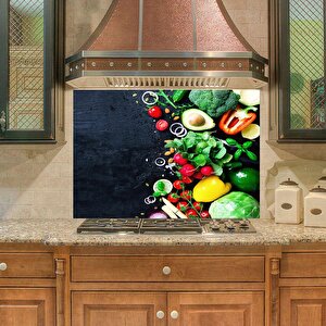 Mutfak Duvar Tezgah Arası Ocak Arkası Sticker Kaplama Taze Sebzeler