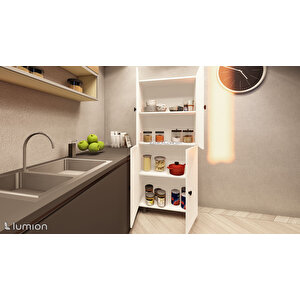Lier %100 Mdf 6 Raflı Çok Amaçlı Mutfak Banyo Ayakkabılık Dolabı 50 Cm
