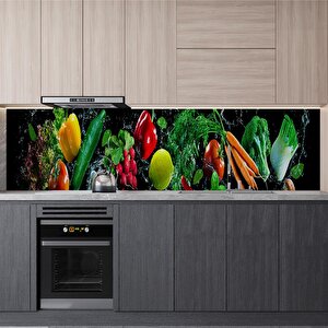 Mutfak Tezgah Arası Folyo Fayans Kaplama Folyosu Sebzeler 60x400 cm 