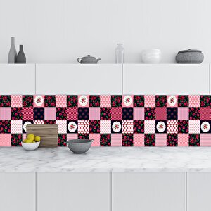 Mutfak Tezgah Arası Folyo Fayans Kaplama Folyosu Kiraz Kalp 60x400 cm 