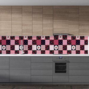 Mutfak Tezgah Arası Folyo Fayans Kaplama Folyosu Kiraz Kalp 60x400 cm 
