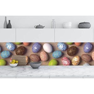 Mutfak Tezgah Arası Folyo Fayans Kaplama Folyosu Renkli Yumurtalar 60x400 cm 