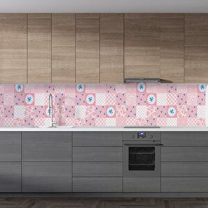 Mutfak Tezgah Arası Folyo Fayans Kaplama Folyosu Rustik Pembe 60x500 cm