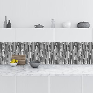 Mutfak Tezgah Arası Folyo Fayans Kaplama Folyosu Gri Arkaplan 60x400 cm 