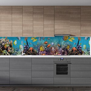 Mutfak Tezgah Arası Folyo Fayans Kaplama Folyosu Sualtı Dünyası 60x100 cm