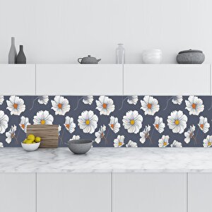 Mutfak Tezgah Arası Folyo Fayans Kaplama Folyosu Papatya Çizim 60x200 cm
