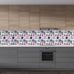 Mutfak Tezgah Arası Folyo Fayans Kaplama Folyosu Renkli Çiçek 3. Model 60x400 cm 