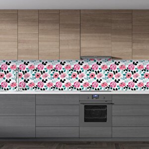 Mutfak Tezgah Arası Folyo Fayans Kaplama Folyosu Renkli Çiçek 6. Model 60x200 cm