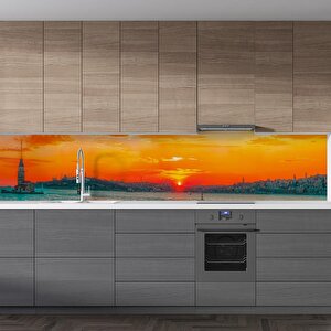 Mutfak Tezgah Arası Folyo Fayans Kaplama Folyosu İstanbul Gün Batımı 60x200 cm