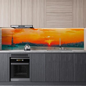Mutfak Tezgah Arası Folyo Fayans Kaplama Folyosu İstanbul Gün Batımı 60x200 cm