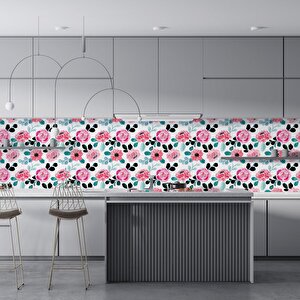 Mutfak Tezgah Arası Folyo Fayans Kaplama Folyosu Renkli Çiçek 6. Model