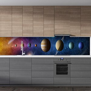Mutfak Tezgah Arası Folyo Fayans Kaplama Folyosu Güneş Ve Gezegenler 60x500 cm