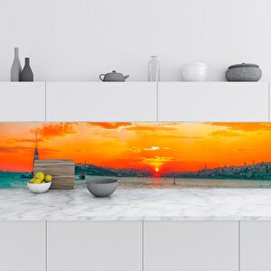 Mutfak Tezgah Arası Folyo Fayans Kaplama Folyosu İstanbul Gün Batımı 60x300 cm