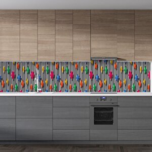 Mutfak Tezgah Arası Folyo Fayans Kaplama Folyosu Renkli Elmaslar 60x400 cm 