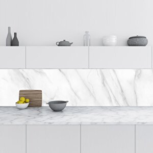 Mutfak Tezgah Arası Folyo Fayans Kaplama Folyosu Beyaz Mermer Yeni 60x400 cm 