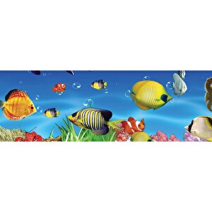 Mutfak Tezgah Arası Folyo Fayans Kaplama Folyosu Denizaltı Balıklar 60x300 cm