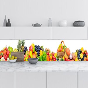 Mutfak Tezgah Arası Folyo Fayans Kaplama Folyosu Meyve Sebze 60x300 cm