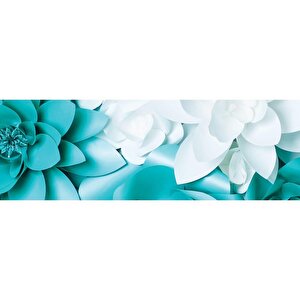 Mutfak Tezgah Arası Folyo Fayans Kaplama Folyosu Turkuaz Çiçek 60x500 cm