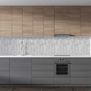 Mutfak Tezgah Arası Folyo Fayans Kaplama Folyosu 3d Gri Çiçek 60x300 cm