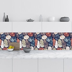 Mutfak Tezgah Arası Folyo Fayans Kaplama Folyosu Mermer Taş Doku 60x300 cm