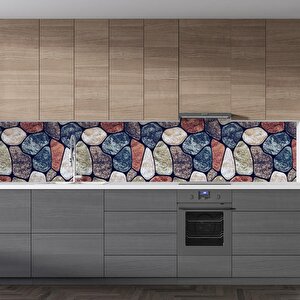 Mutfak Tezgah Arası Folyo Fayans Kaplama Folyosu Mermer Taş Doku 60x300 cm