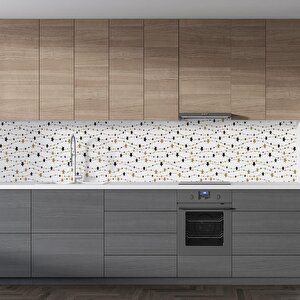 Mutfak Tezgah Arası Folyo Fayans Kaplama Folyosu Altın Yıldızlar 60x300 cm