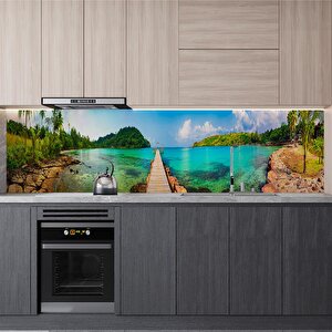 Mutfak Tezgah Arası Folyo Fayans Kaplama Folyosu Tropikal İskele 60x200 cm