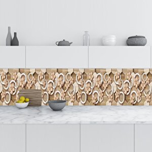 Mutfak Tezgah Arası Folyo Fayans Kaplama Folyosu 3d Daire Çiçek 60x500 cm