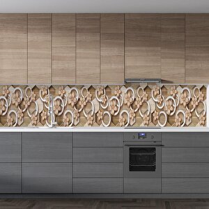 Mutfak Tezgah Arası Folyo Fayans Kaplama Folyosu 3d Daire Çiçek 60x500 cm