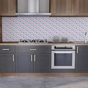 Mutfak Tezgah Arası Folyo Fayans Kaplama Folyosu Renkli Puantiye Desen 60x200 cm