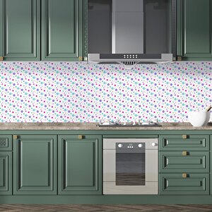 Mutfak Tezgah Arası Folyo Fayans Kaplama Folyosu Renkli Puantiye Desen 60x500 cm