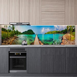 Mutfak Tezgah Arası Folyo Fayans Kaplama Folyosu Tropikal İskele 60x100 cm