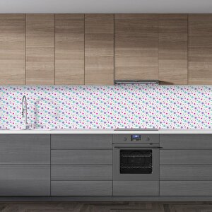 Mutfak Tezgah Arası Folyo Fayans Kaplama Folyosu Renkli Puantiye Desen 60x300 cm