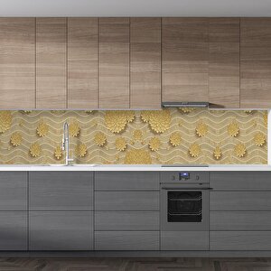 Mutfak Tezgah Arası Folyo Fayans Kaplama Folyosu 3d Sarı Çiçekler 60x200 cm