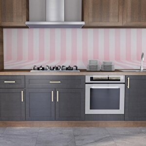 Mutfak Tezgah Arası Folyo Fayans Kaplama Folyosu 3d Pembe Çizgiler 60x500 cm
