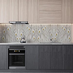 Mutfak Tezgah Arası Folyo Fayans Kaplama Folyosu Beyaz Papatya 60x200 cm