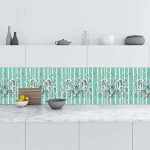 Mutfak Tezgah Arası Folyo Fayans Kaplama Folyosu Daireler Kuşlar 60x100 cm