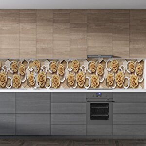 Mutfak Tezgah Arası Folyo Fayans Kaplama Folyosu Golden Rose 60x400 cm 