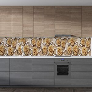 Mutfak Tezgah Arası Folyo Fayans Kaplama Folyosu Golden Rose 60x300 cm