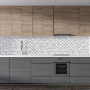 Mutfak Tezgah Arası Folyo Fayans Kaplama Folyosu Beyaz Altıgen 60x300 cm