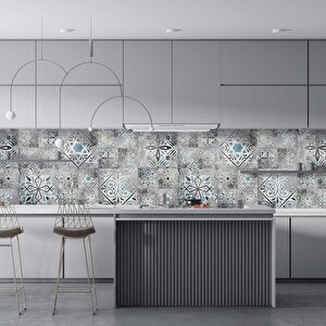 Mutfak Tezgah Arası Folyo Fayans Kaplama Folyosu Çizgi Fayans Desen